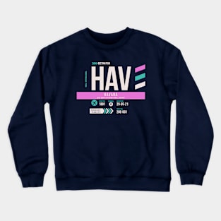 Havana (HAV) Airport Code Baggage Tag Crewneck Sweatshirt